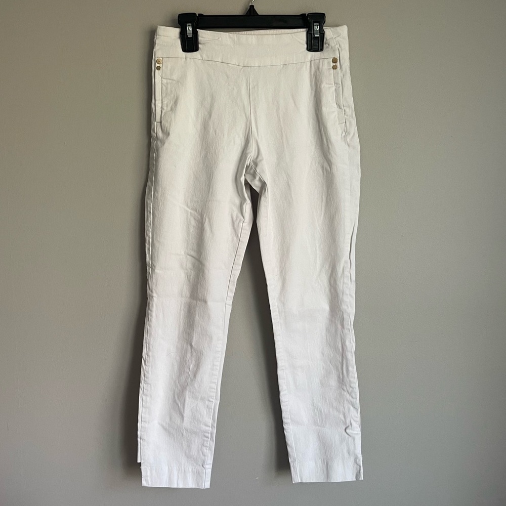 JM Collection White Studded Stretch Pants
